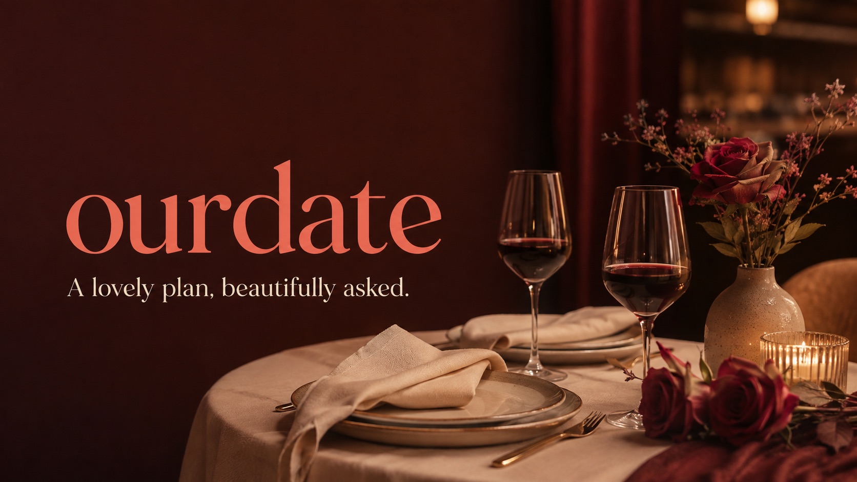 An elegant, intimate dinner setting for two